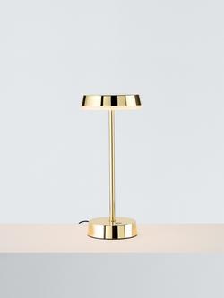 John Lewis Ernie Rechargeable Indoor/Outdoor LED Table Lamp, Black, Shiny Gold