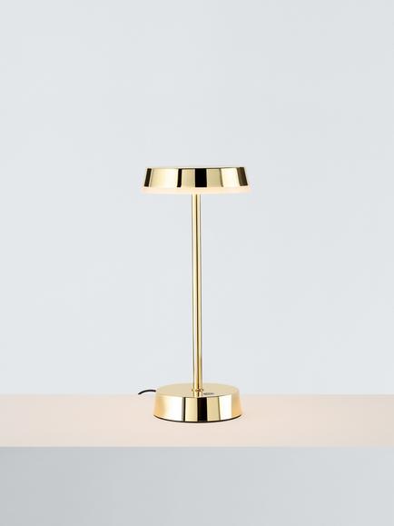 John Lewis Ernie Rechargeable Indoor/Outdoor LED Table Lamp, Black, Shiny Gold