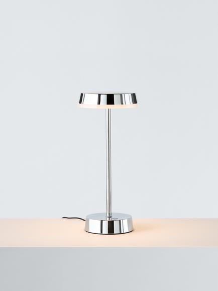 John Lewis Ernie Rechargeable Indoor/Outdoor LED Table Lamp, Black, Shiny Silver