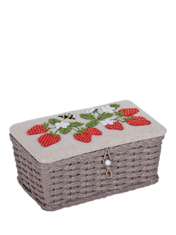Milward Strawberry Greenhouse Wicker Sewing Basket, Multi