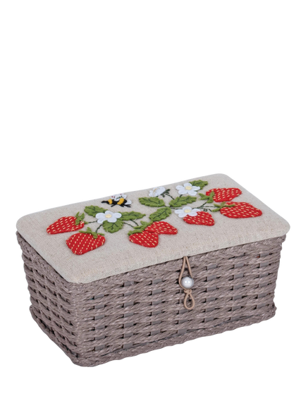 Milward Strawberry Greenhouse Wicker Sewing Basket, Multi