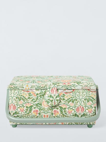 John Lewis William Morris Emery Walker's House Medium Rectangular Sewing Basket, Green - view 2, Green