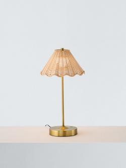 John Lewis Nellie Rechargeable Portable Rattan Indoor/Outdoor Table Lamp, Brass, Brass