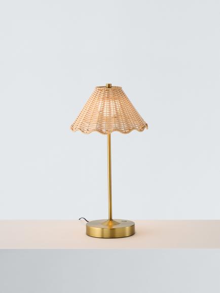 John Lewis Nellie Rechargeable Portable Rattan Indoor/Outdoor Table Lamp, Brass
