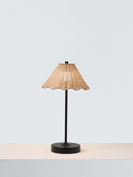 John Lewis Nellie Rechargeable Portable Rattan Indoor/Outdoor Table Lamp, Black