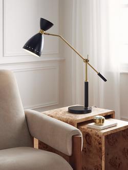 John Lewis Oscar Adjustable Table Lamp, Black/Gold - view 2, Black & Gold