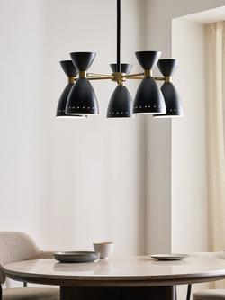 John Lewis Oscar 5 Adjustable Lamp Pendant Ceiling Light, Black/Gold - view 2, Black & Gold