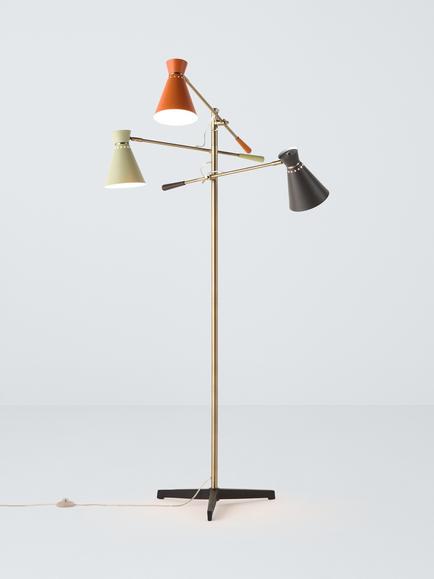 John Lewis Bauhaus Adjustable 3-Arm Floor Lamp, Multi, Multi