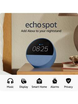 Amazon Echo Spot (2024) Smart Alarm Clock with 2.8” Screen & Alexa Voice Recognition & Control - view 2, Blue