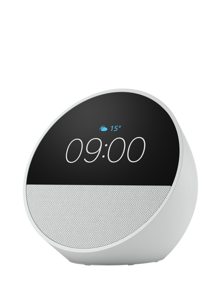 Amazon Echo Spot (2024) Smart Alarm Clock with 2.8” Screen & Alexa+ Early Access Voice Recognition & Control, White