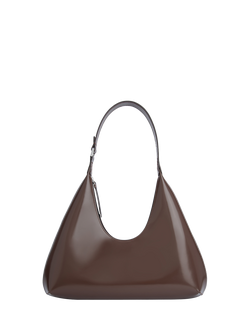 BY FAR Amber Semi Patent Leather Shoulder Bag, Bear, Bear