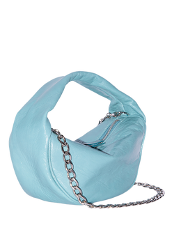 BY FAR Baby Cush Leather Top Handle Chain Bag, Cadet - view 2, Cadet