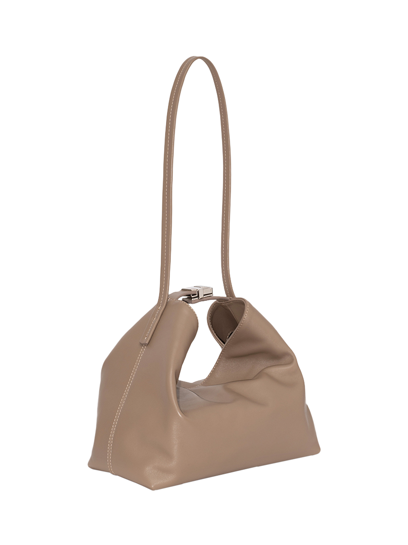 Product image 2 of 3, which shows BY FAR Bea Leather Slouchy Hobo Bag, Taupe
