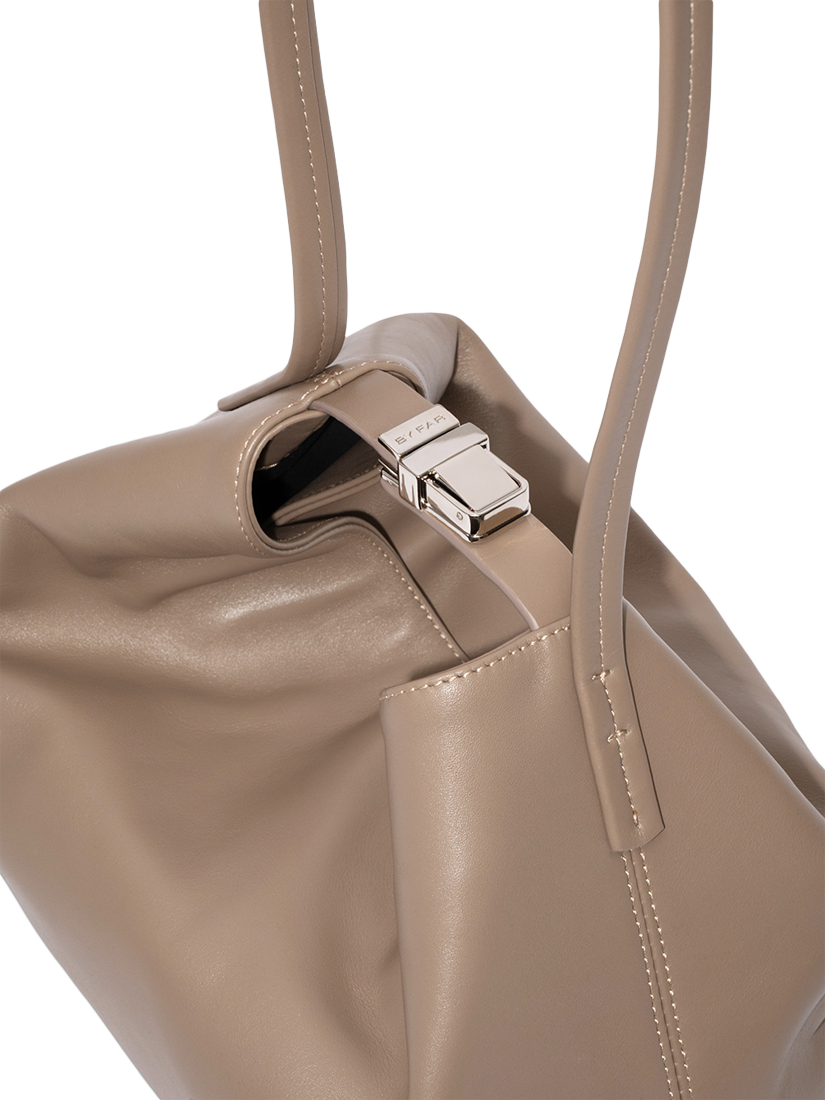 Product image 3 of 3, which shows BY FAR Bea Leather Slouchy Hobo Bag, Taupe