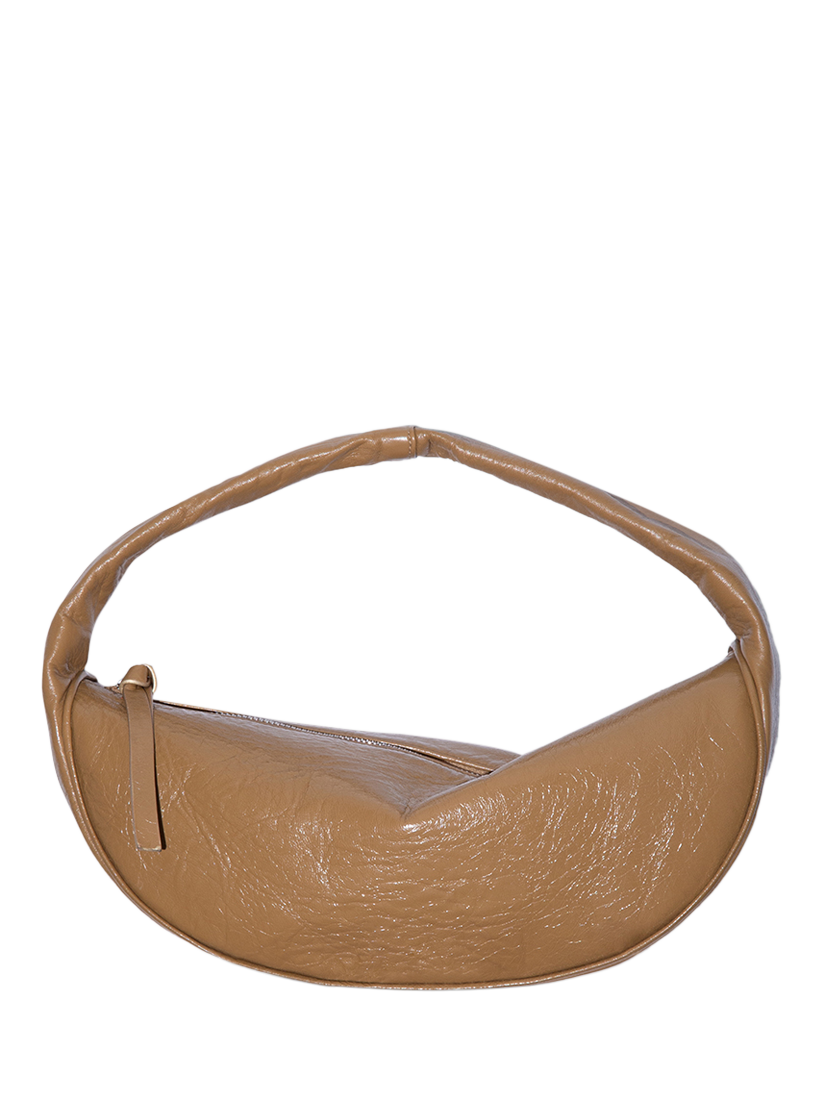 Product image 1 of 4, which shows BY FAR Cush Leather Slouch Shoulder Bag, Sparrow