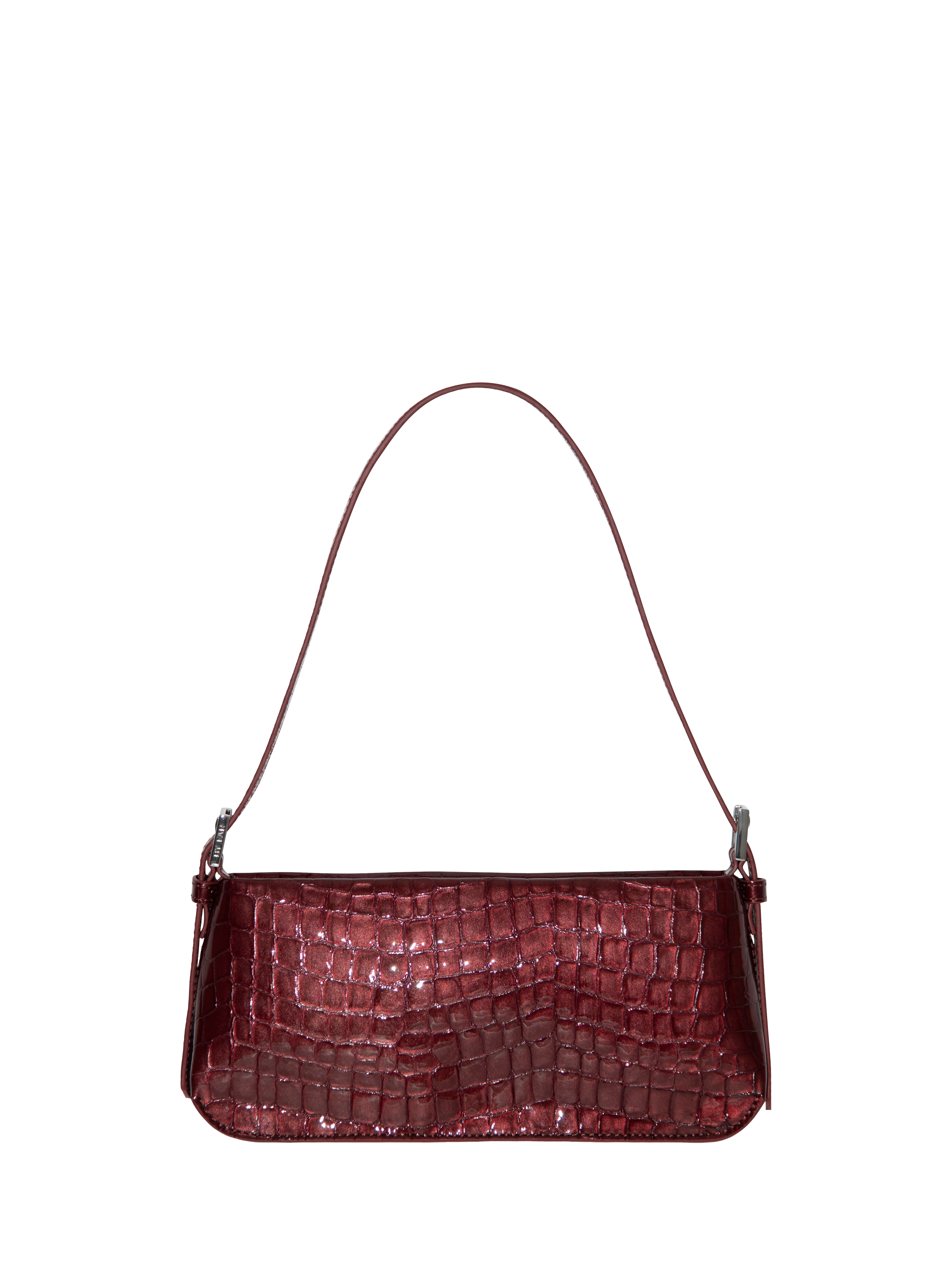 Product image 1 of 3, which shows BY FAR Dulce Croc Effect Leather Shoulder Bag, Autumn