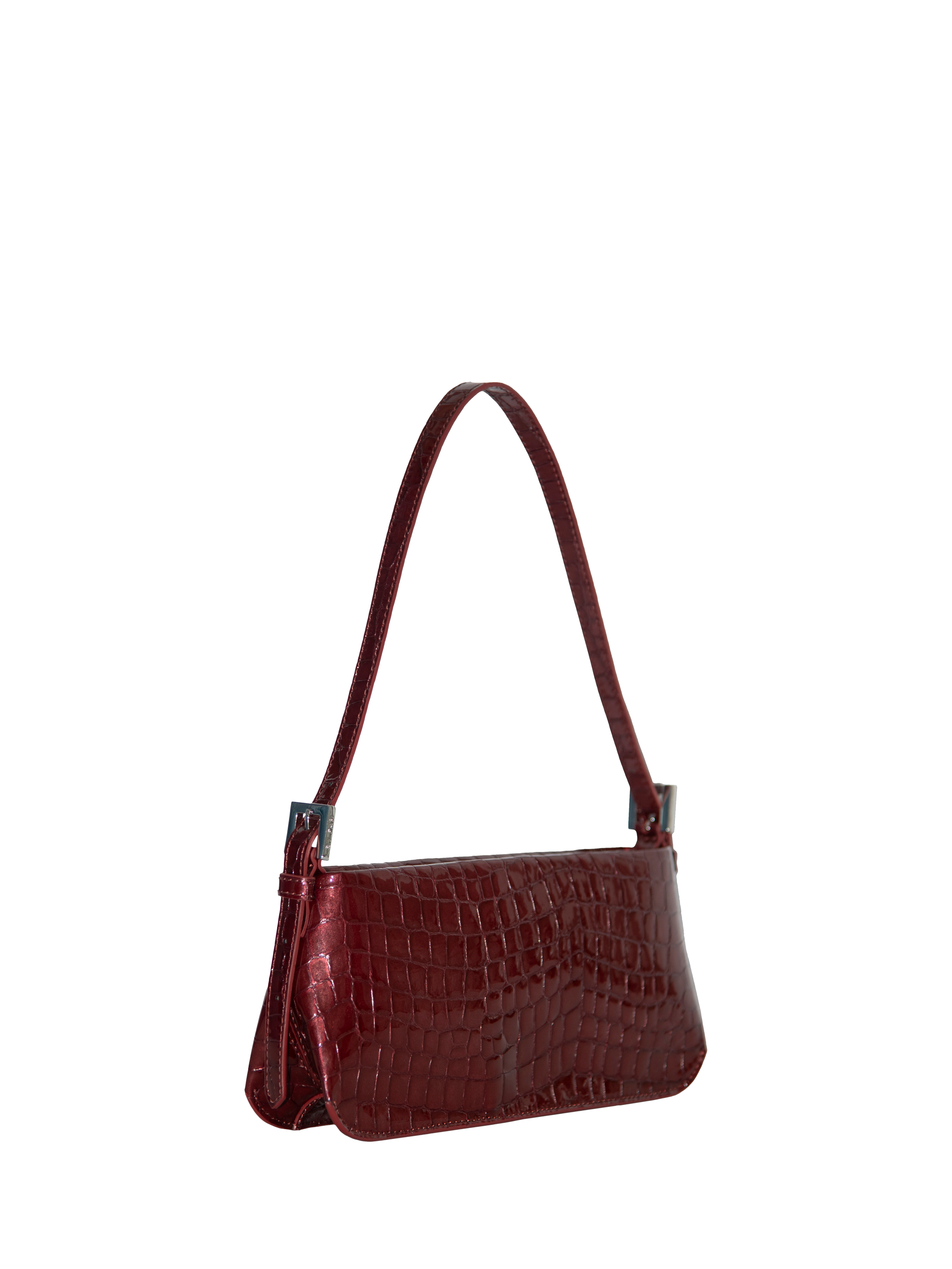 Product image 2 of 3, which shows BY FAR Dulce Croc Effect Leather Shoulder Bag, Autumn