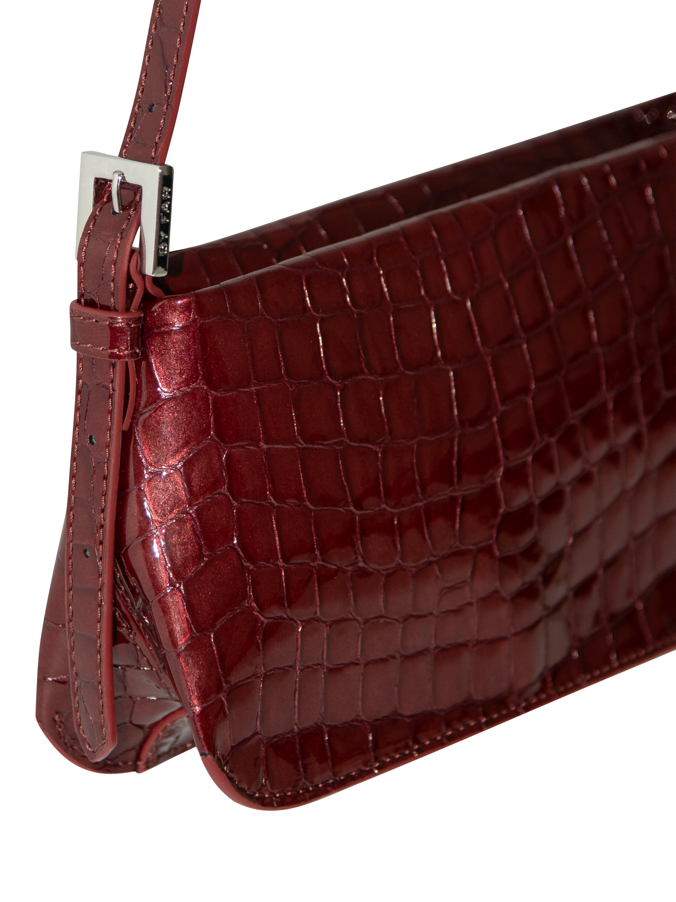 Product image 3 of 3, which shows BY FAR Dulce Croc Effect Leather Shoulder Bag, Autumn