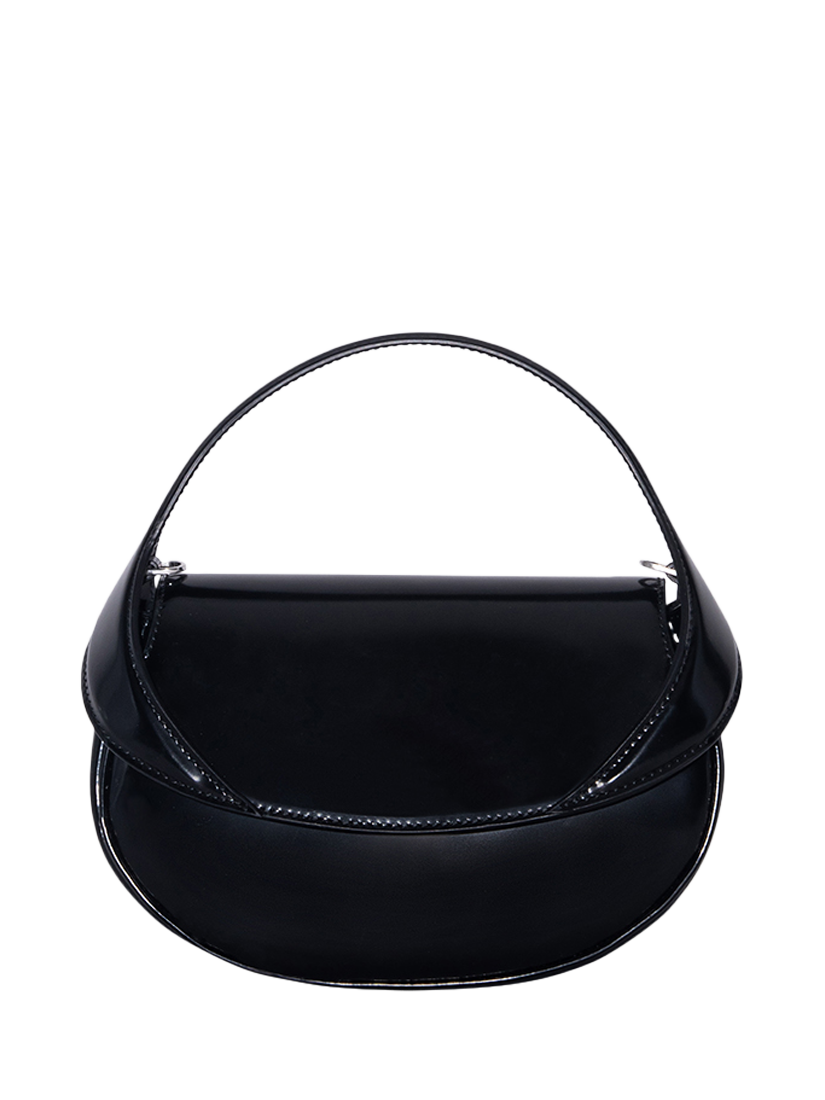 Product image 1 of 1, which shows BY FAR Hari Semi Patent Leather Mini Flap Bag, Black