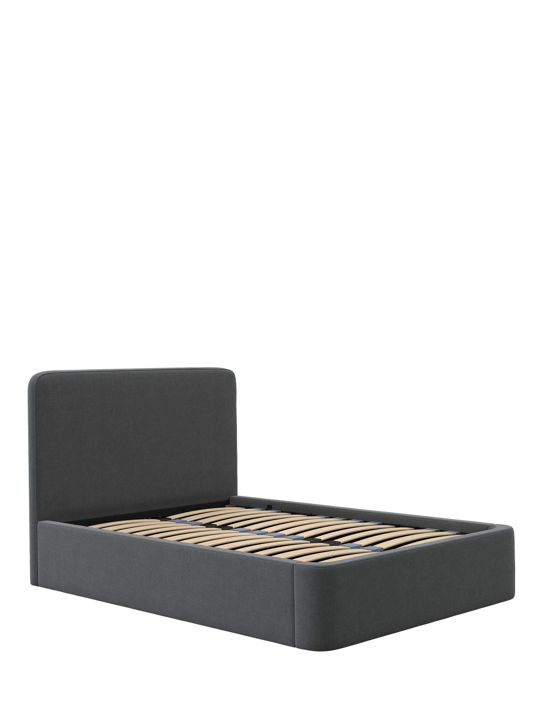 John Lewis Curved Ottoman Storage Upholstered Bed Frame, King Size, Soft Touch Chenille Charcoal