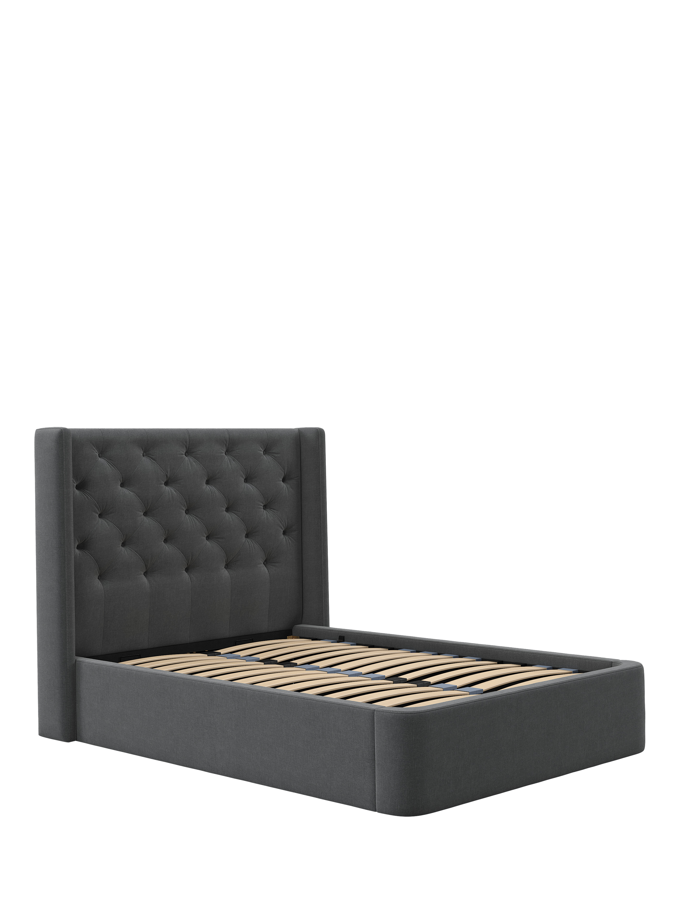 John Lewis Pemberley Ottoman Storage Upholstered Bed Frame, Double, Soft Touch Chenille Charcoal