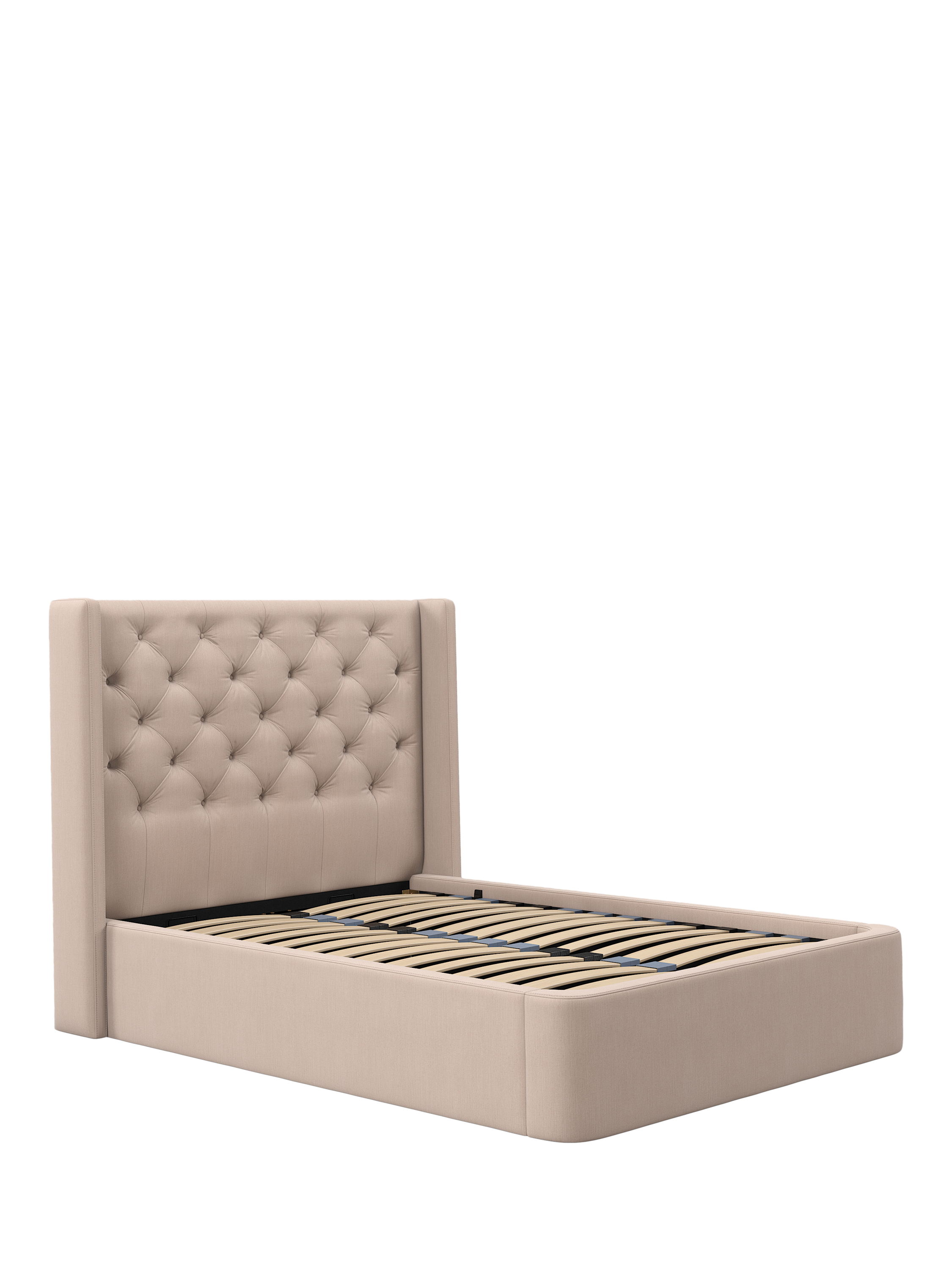 John Lewis Pemberley Ottoman Storage Upholstered Bed Frame, King Size, Cotton Effect Pink