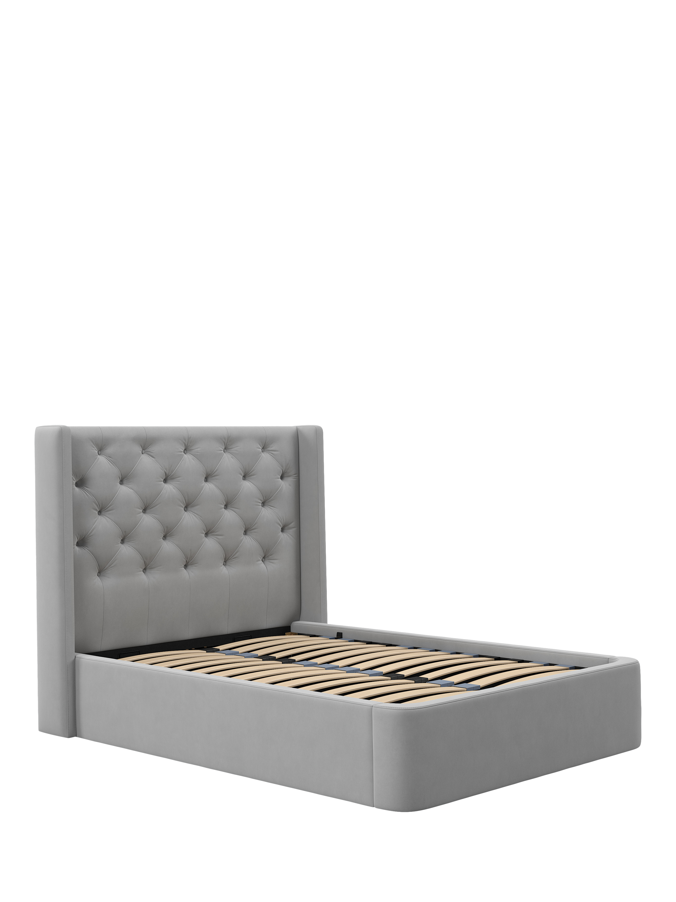 John Lewis Pemberley Ottoman Storage Upholstered Bed Frame, King Size, Deep Velvet Steel