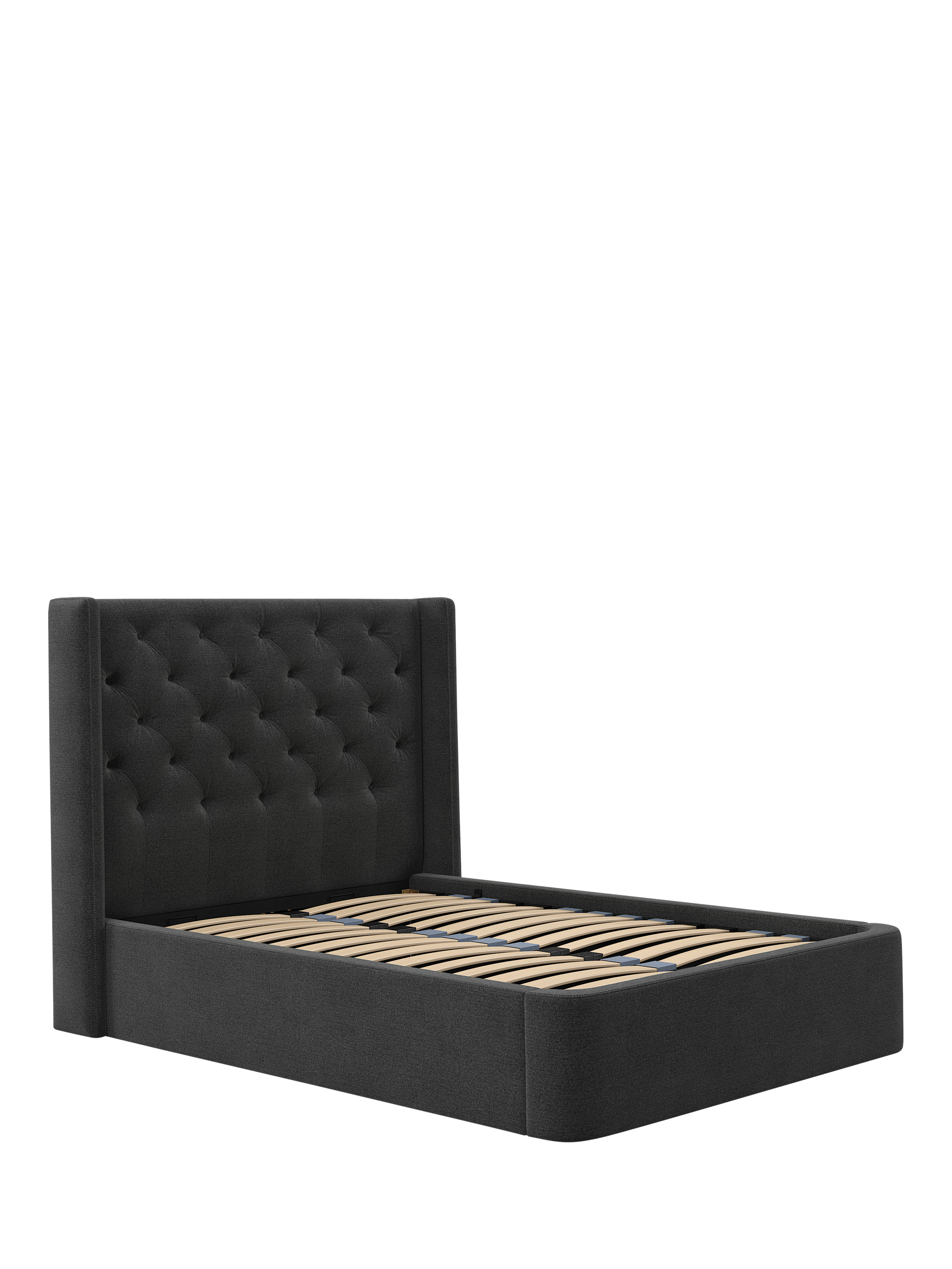 John Lewis Pemberley Ottoman Storage Upholstered Bed Frame, Super King Size, Brushed Tweed Charcoal