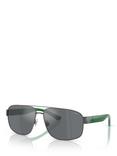 Polo Ralph Lauren PH3156 Men's Aviator Sunglasses, Gunmetal/Green