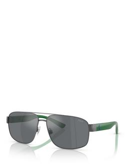 Polo Ralph Lauren PH3156 Men's Aviator Sunglasses, Gunmetal/Green, Gunmetal/Green