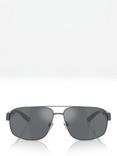 Polo Ralph Lauren PH3156 Men's Aviator Sunglasses, Gunmetal/Green