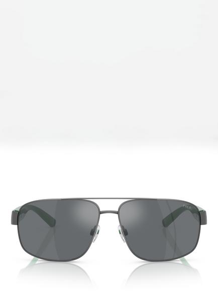 Polo Ralph Lauren PH3156 Men's Aviator Sunglasses, Gunmetal/Green - view 2, Gunmetal/Green