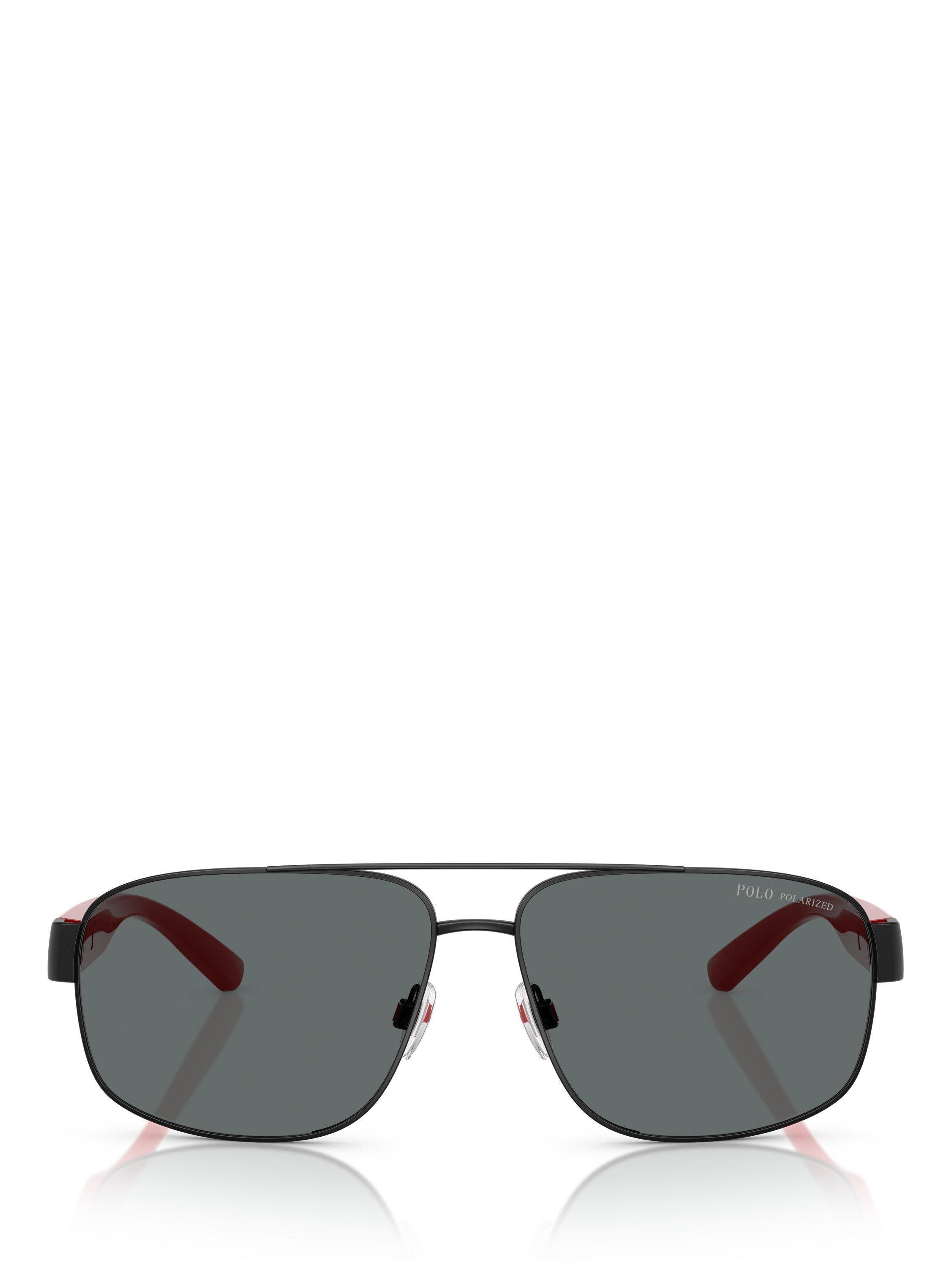 Polo Ralph Lauren PH3156 Men s Polarised Aviator Sunglasses Black Red