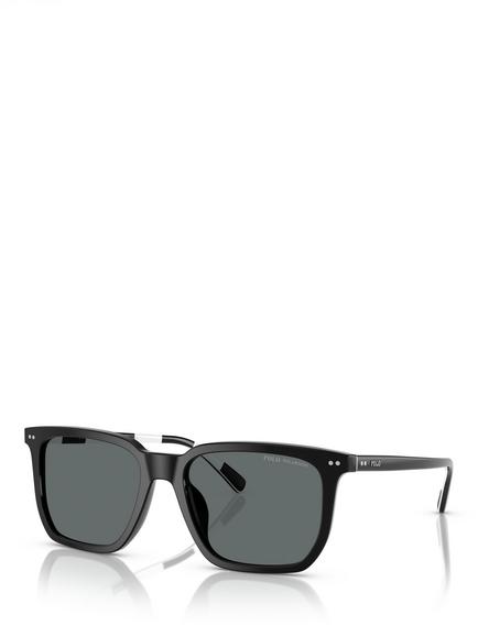 Polo Ralph Lauren PH4224U Men's Polarised Rectangular Sunglasses, Black