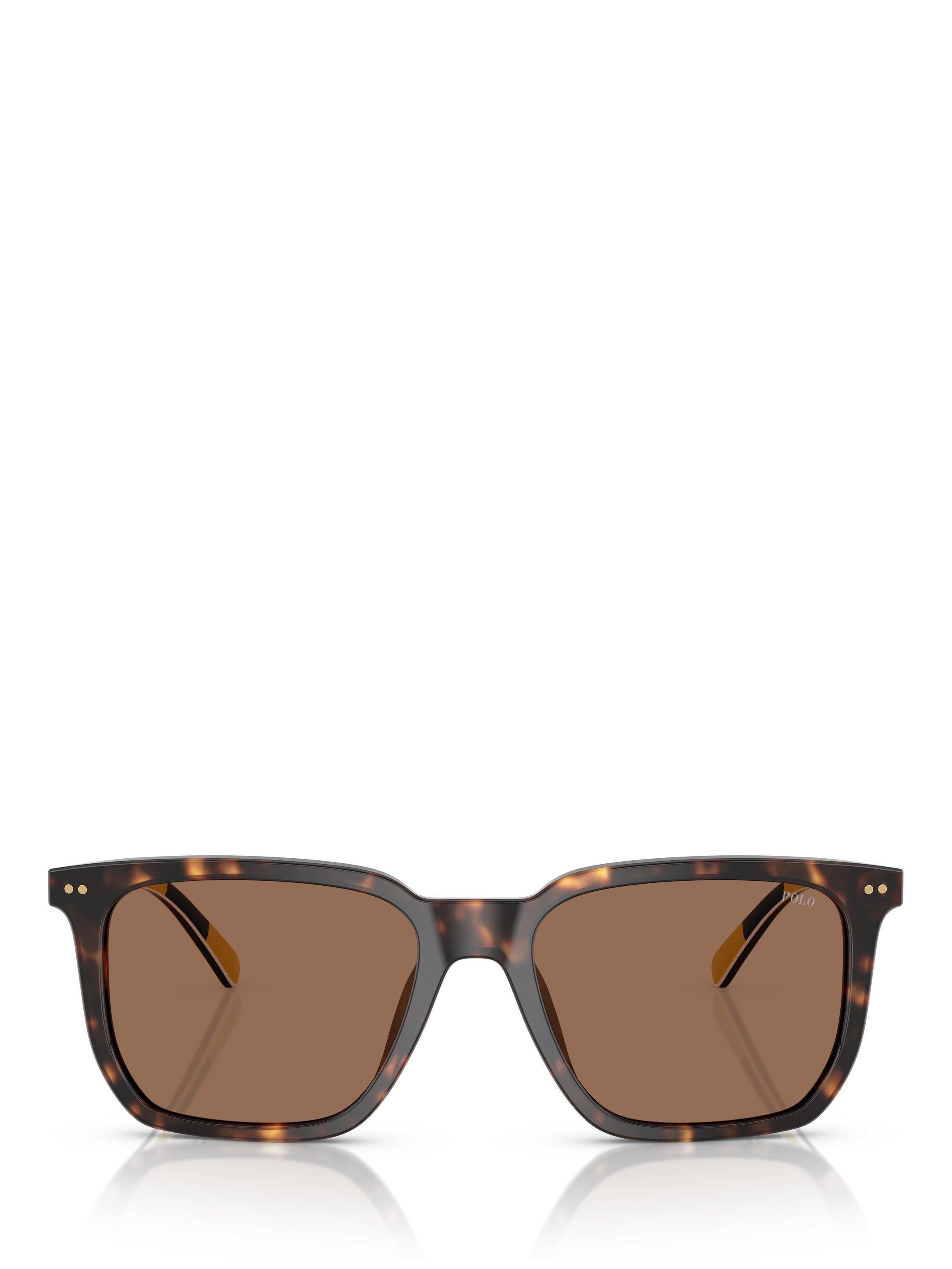Product image 2 of 5, which shows Polo Ralph Lauren PH4224U Men's Rectangular Sunglasses, Dark Havana