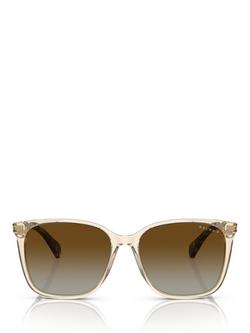 Ralph Lauren RA5293 Women's Polarised Square Sunglasses, Shiny Transparent Brown - view 2, Shiny Transparent Brown