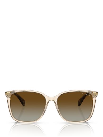 Ralph Lauren RA5293 Women's Polarised Square Sunglasses, Shiny Transparent Brown - view 2, Shiny Transparent Brown