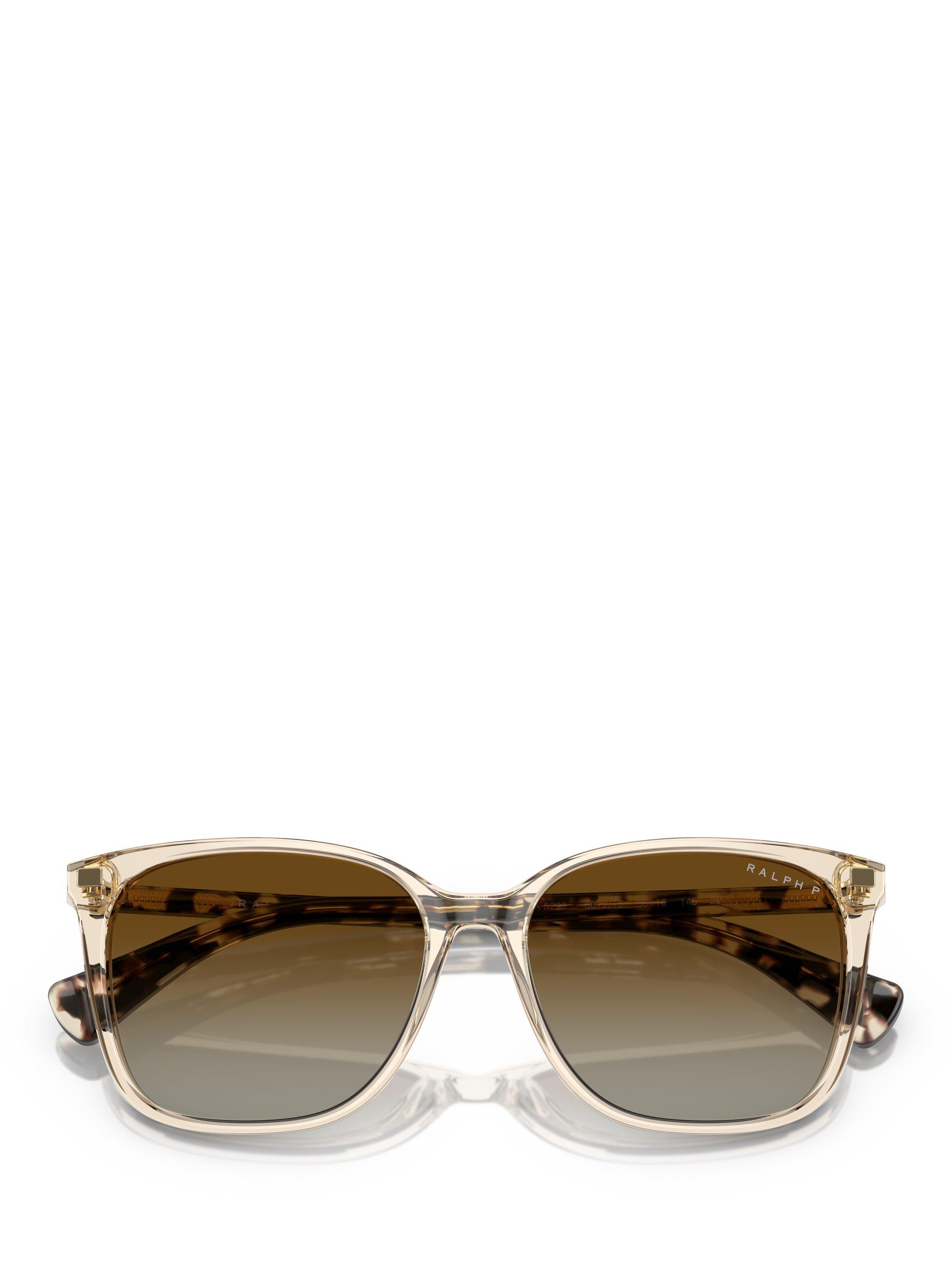 Product image 5 of 5, which shows Ralph Lauren RA5293 Women's Polarised Square Sunglasses, Shiny Transparent Brown