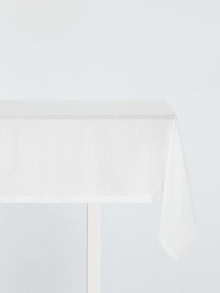 John Lewis Cotton Linen Blend Rectangular Tablecloth, 250 x 160cm, White, White