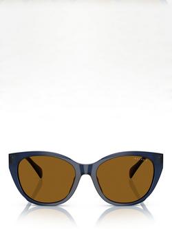 Ralph Lauren RA5324U Men's Polarised Round Sunglasses, Shiny Transparent Blue - view 2, Shiny Transparent Blue