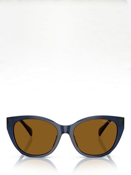 Ralph Lauren RA5324U Men's Polarised Round Sunglasses, Shiny Transparent Blue - view 2, Shiny Transparent Blue