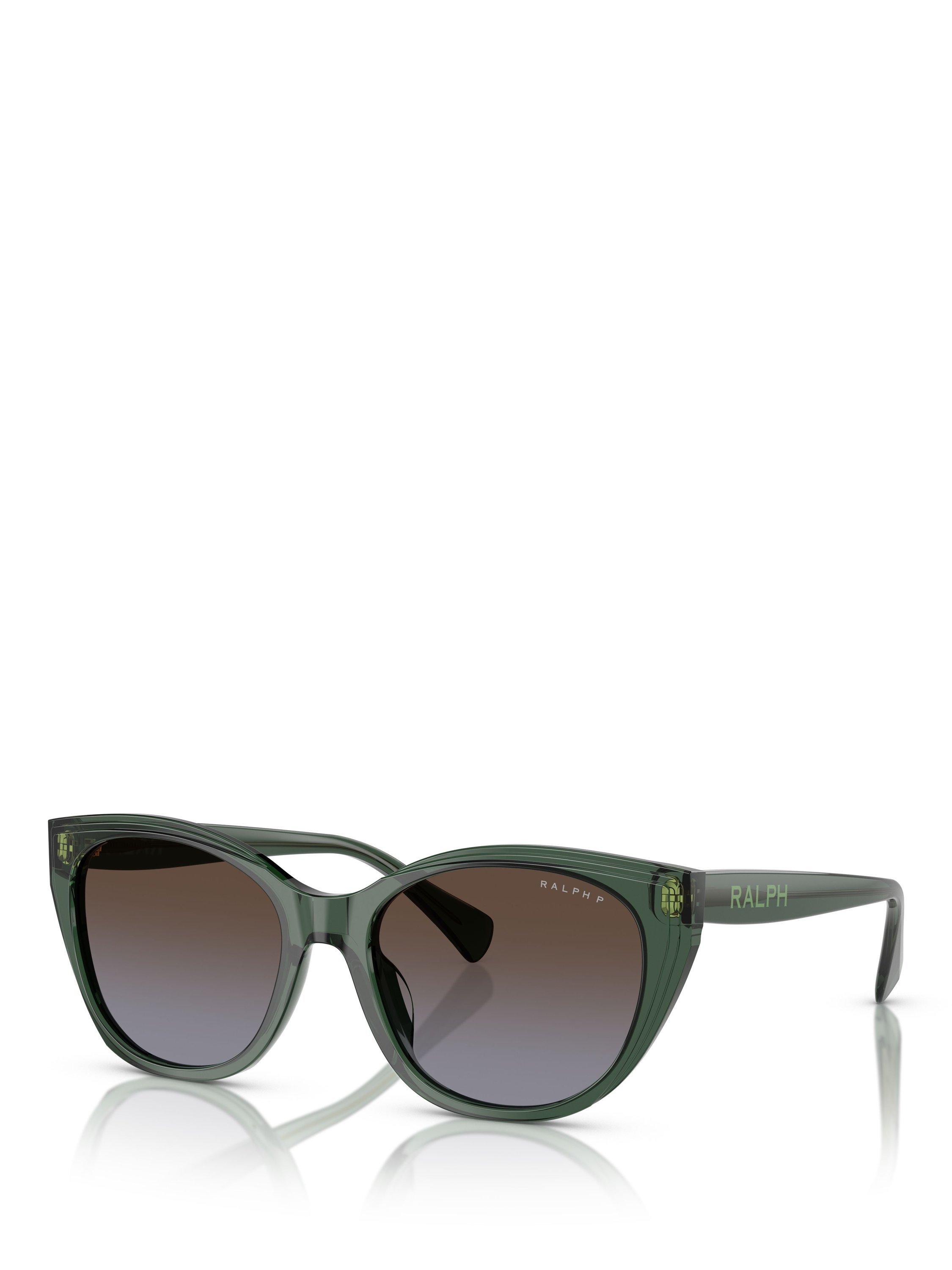 Product image 1 of 5, which shows Ralph Lauren RA5324U Men's Polarised Round Sunglasses, Shiny Transparent Green