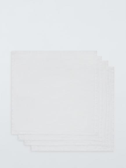 John Lewis Cotton Linen Blend Napkins, Set of 4, White, White