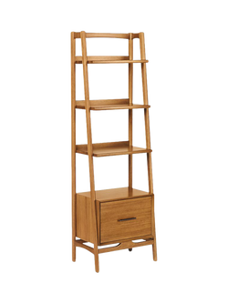 west elm Mid-Century Narrow Wood Bookcase with Drawer, Acorn, Acorn