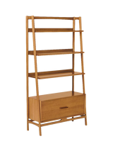 west elm Mid-Century Wide Wood Bookcase with Drawer, Acorn