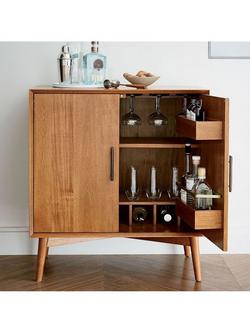 west elm Mid-Century Wood Bar Cabinet, Acorn - view 2, Acorn