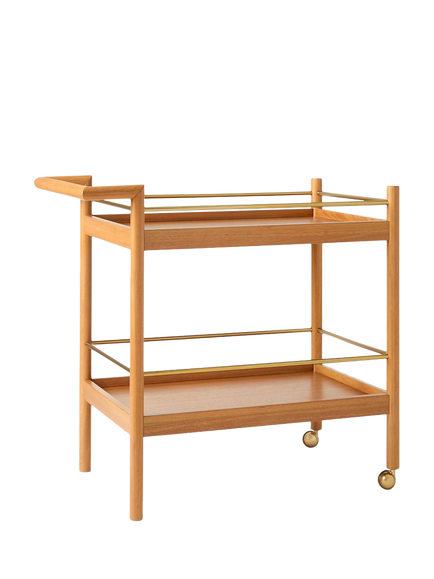 west elm Mid-Century Wood Bar Cart, Acorn, Acorn