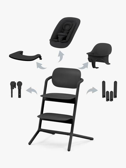 Cybex Lemo 4-in-1 Bouncer Highchair - view 2, Black