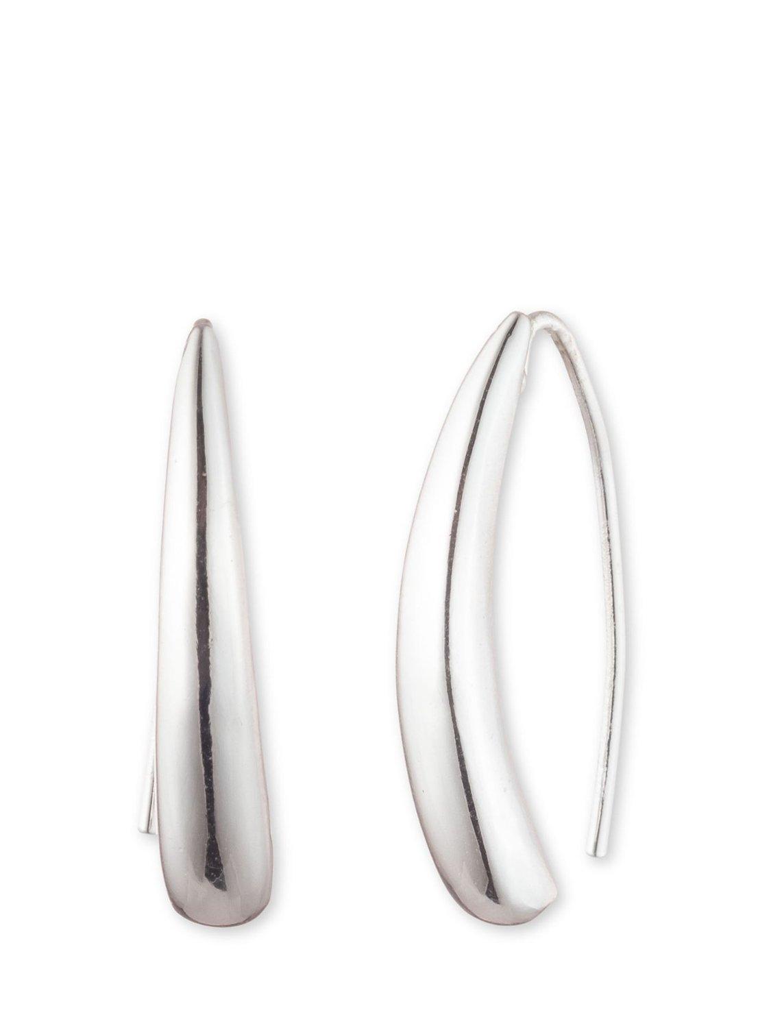 Product image 1 of 3, which shows Lauren Ralph Lauren Sculpted Threader Earrings, Silver