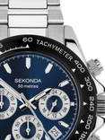 Sekonda 30200 Men's Circuit Tachymeter Bracelet Strap Watch, Silver